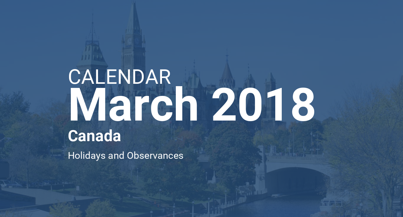 March 2018 Calendar Canada